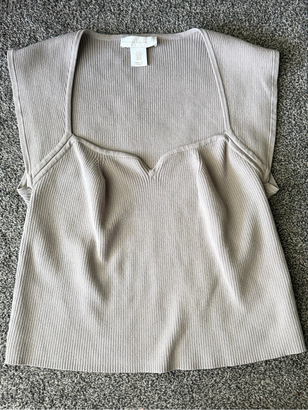 House of Harlow 1960 Ribbed Sweetheart Tank - Taupe